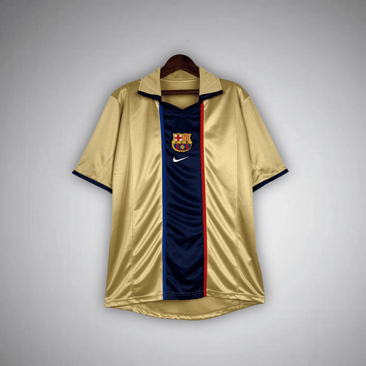 02/03 FC Barcelona Gold Away Retro Kit from FootballPrestige.com - Premium Football Kits