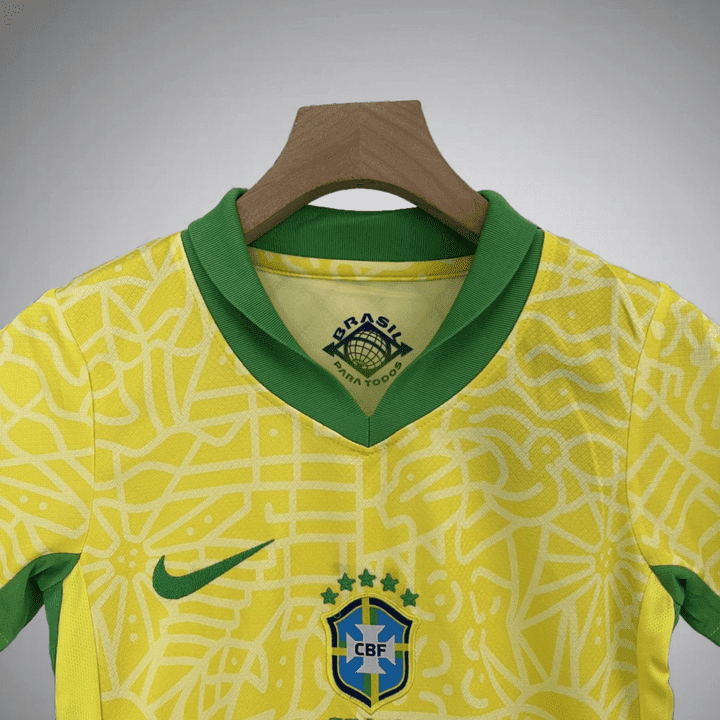 2024 Brazil Home Kids Size Kit from FootballPrestige.com - Premium Football Kits
