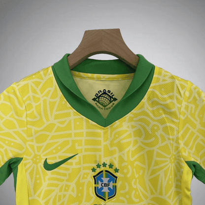 2024 Brazil Home Kids Size Kit from FootballPrestige.com - Premium Football Kits