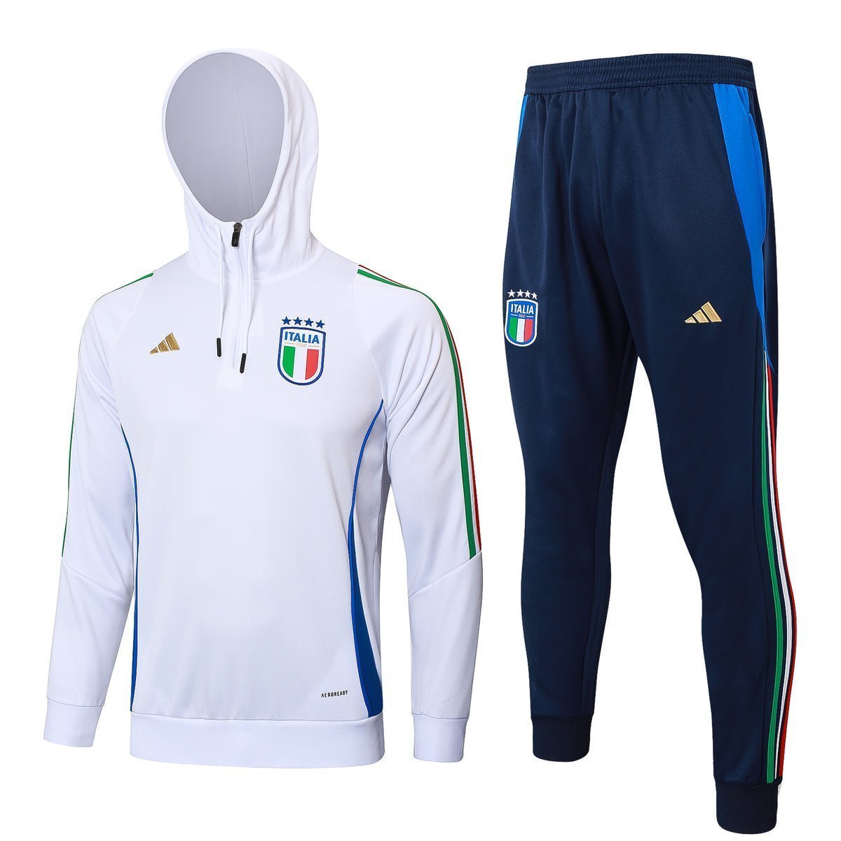 2024 Italy Blue and White Premium Tracksuit from FootballPrestige.com - Premium Football Kits