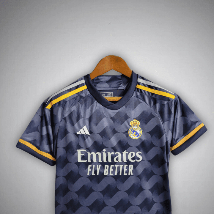 23/24 Real Madrid Away Premium Kids Size Kit from FootballPrestige.com - Premium Football Kits