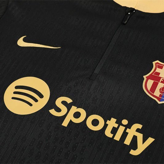 24/25 FC Barcelona Training Kids Size Gold Tracksuit from FootballPrestige.com - Premium Football Kits