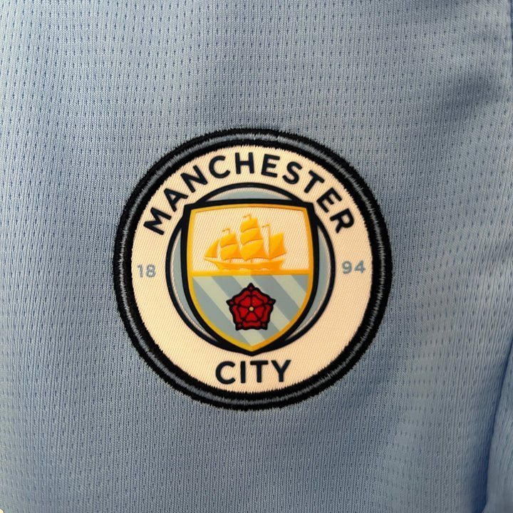 24/25 Manchester City Home Kids Size Kit from FootballPrestige.com - Premium Football Kits