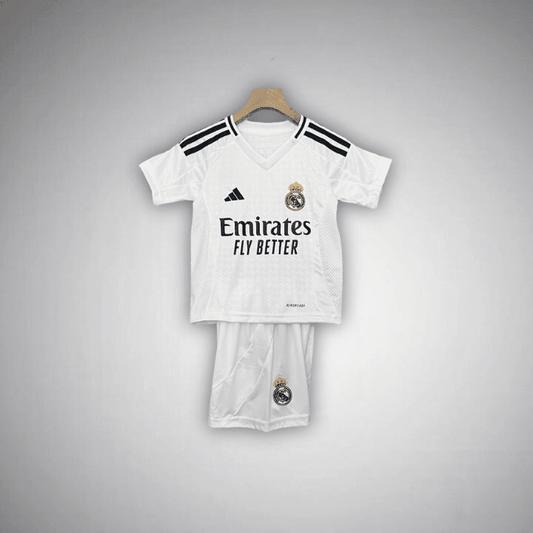 24/25 Real Madrid Home Kids Size Kit from FootballPrestige.com - Premium Football Kits