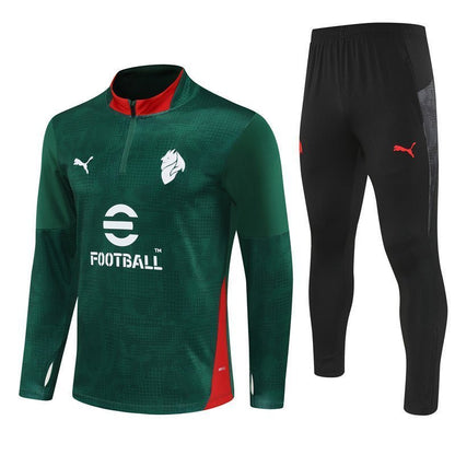 25/26 AC Milan Training Green Kids Size Tracksuit from FootballPrestige.com - Premium Football Kits