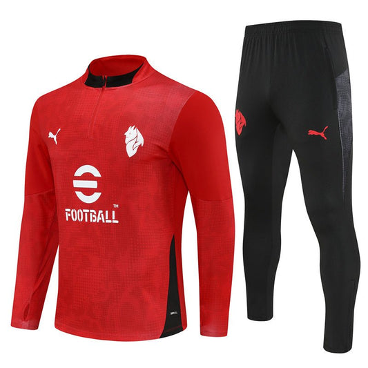 25/26 AC Milan Training Red Kids Size Tracksuit from FootballPrestige.com - Premium Football Kits