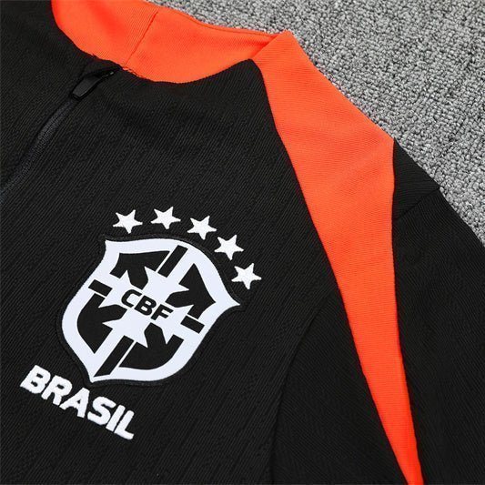 25/26 Brazil Training Black Kids Size Tracksuit from FootballPrestige.com - Premium Football Kits