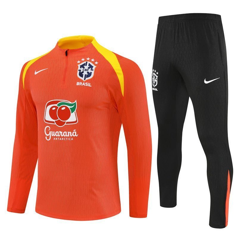 25/26 Brazil Training Orange Kids Size Tracksuit from FootballPrestige.com - Premium Football Kits