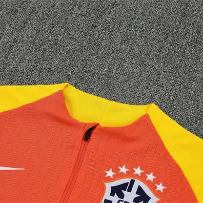 25/26 Brazil Training Orange Kids Size Tracksuit from FootballPrestige.com - Premium Football Kits