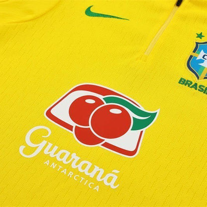 25/26 Brazil Training Yellow Kids Size Tracksuit from FootballPrestige.com - Premium Football Kits