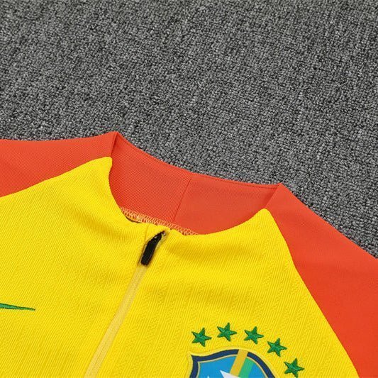 25/26 Brazil Training Yellow Kids Size Tracksuit from FootballPrestige.com - Premium Football Kits