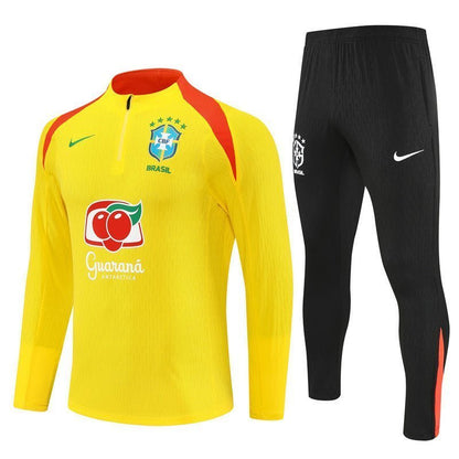 25/26 Brazil Training Yellow Kids Size Tracksuit from FootballPrestige.com - Premium Football Kits
