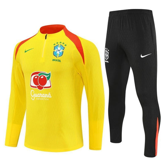 25/26 Brazil Training Yellow Kids Size Tracksuit from FootballPrestige.com - Premium Football Kits