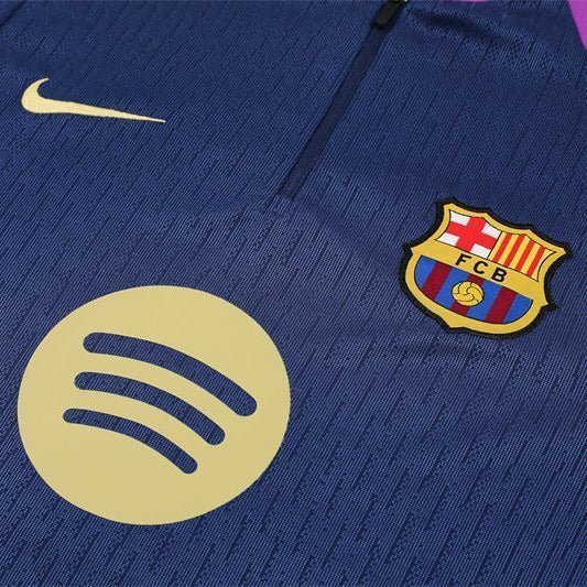 25/26 FC Barcelona Half Zip Training Blue/Purple Kids Size Tracksuit from FootballPrestige.com - Premium Football Kits