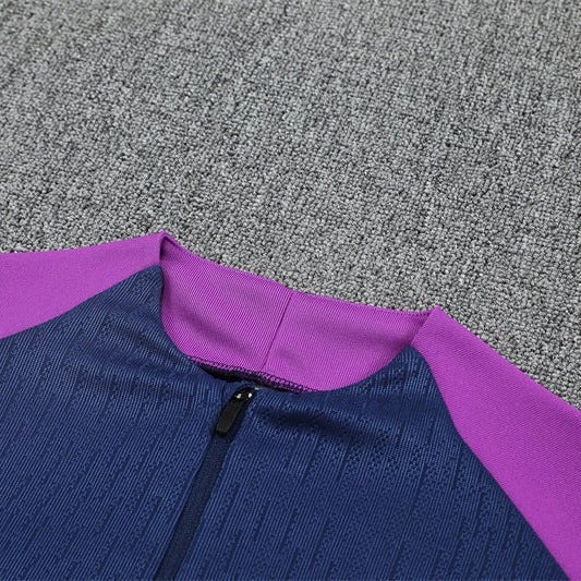 25/26 FC Barcelona Half Zip Training Blue/Purple Kids Size Tracksuit from FootballPrestige.com - Premium Football Kits