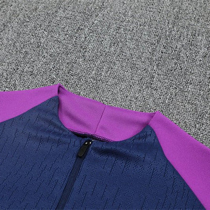 25/26 FC Barcelona Half Zip Training Blue/Purple Kids Size Tracksuit from FootballPrestige.com - Premium Football Kits