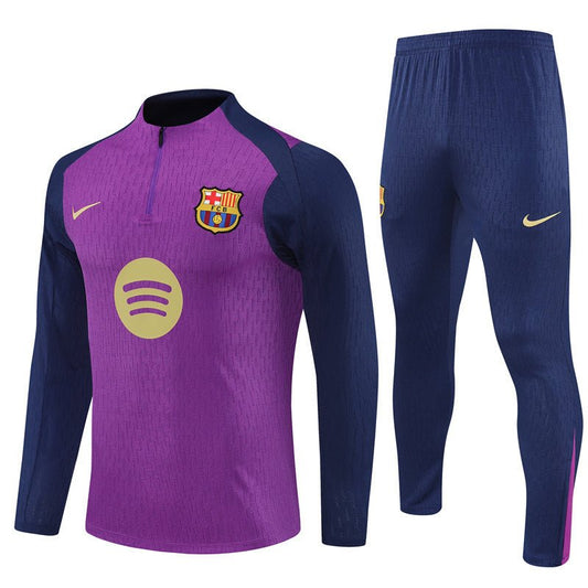25/26 FC Barcelona Half Zip Training Purple/Blue Kids Size Tracksuit from FootballPrestige.com - Premium Football Kits