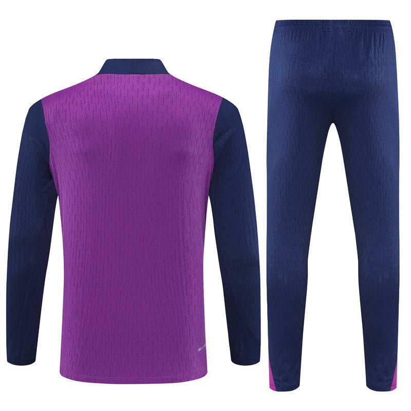 25/26 FC Barcelona Half Zip Training Purple/Blue Tracksuit from FootballPrestige.com - Premium Football Kits