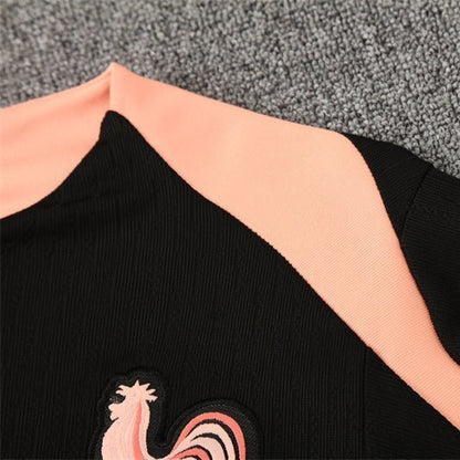 25/26 France Training Black/Light Pink Kids Size Tracksuit from FootballPrestige.com - Premium Football Kits