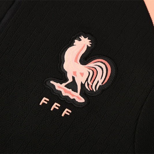 25/26 France Training Black/Light Pink Tracksuit from FootballPrestige.com - Premium Football Kits