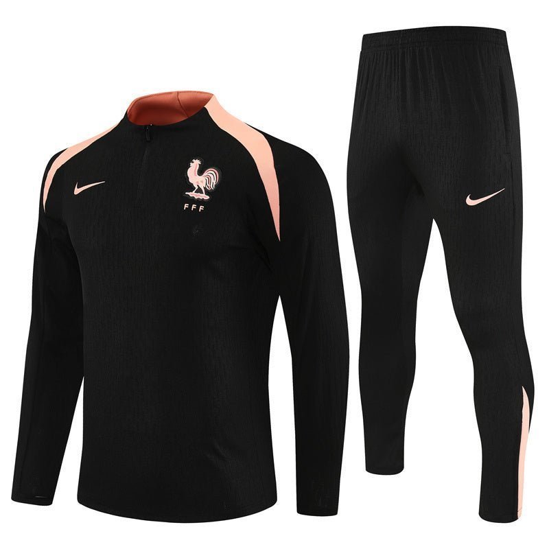 25/26 France Training Black/Light Pink Tracksuit from FootballPrestige.com - Premium Football Kits