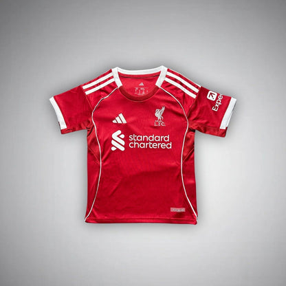 25/26 Liverpool Home Kids Size Kit from FootballPrestige.com - Premium Football Kits