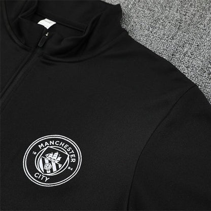 25/26 Manchester City x Asahi Black Kids Size Tracksuit from FootballPrestige.com - Premium Football Kits