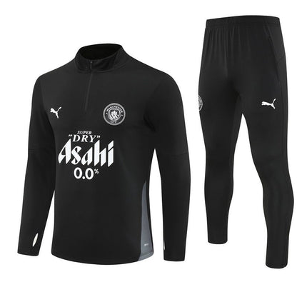 25/26 Manchester City x Asahi Black Kids Size Tracksuit from FootballPrestige.com - Premium Football Kits