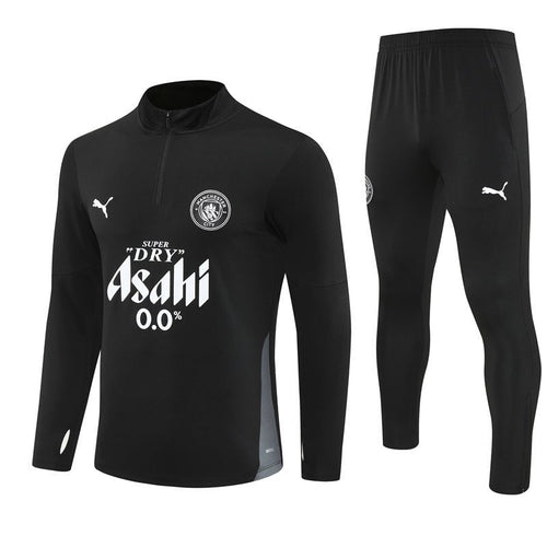 25/26 Manchester City x Asahi Black Tracksuit from FootballPrestige.com - Premium Football Kits