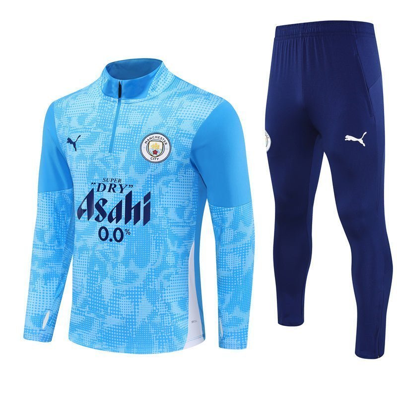 25/26 Manchester City x Asahi Blue Kids Size Tracksuit from FootballPrestige.com - Premium Football Kits