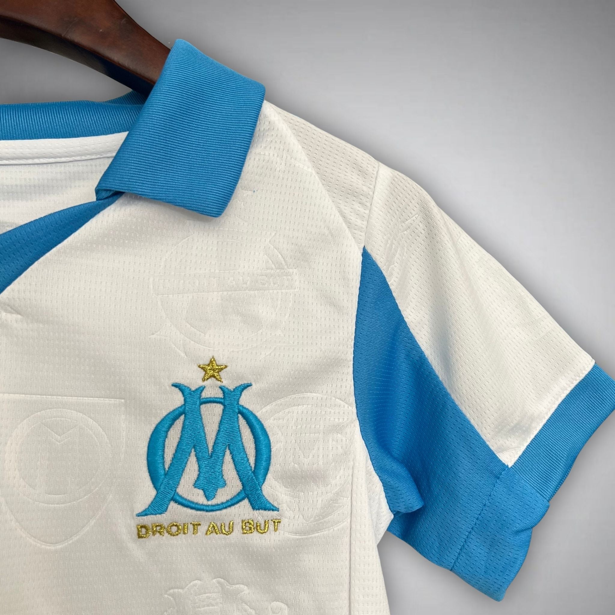 25/26 Marseille Home Kids Size Kit from FootballPrestige.com - Premium Football Kits