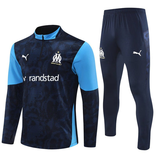 25/26 Marseille Training Navy Blue Tracksuit from FootballPrestige.com - Premium Football Kits