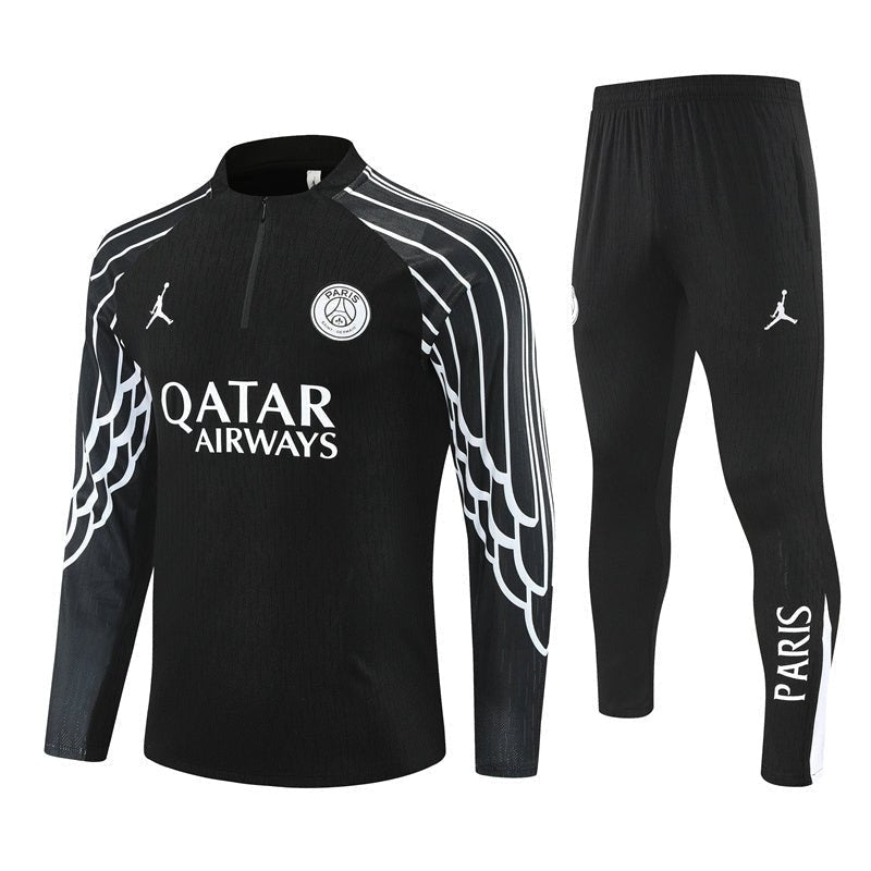 25/26 PSG x Jordan Black Kids Size Tracksuit from FootballPrestige.com - Premium Football Kits