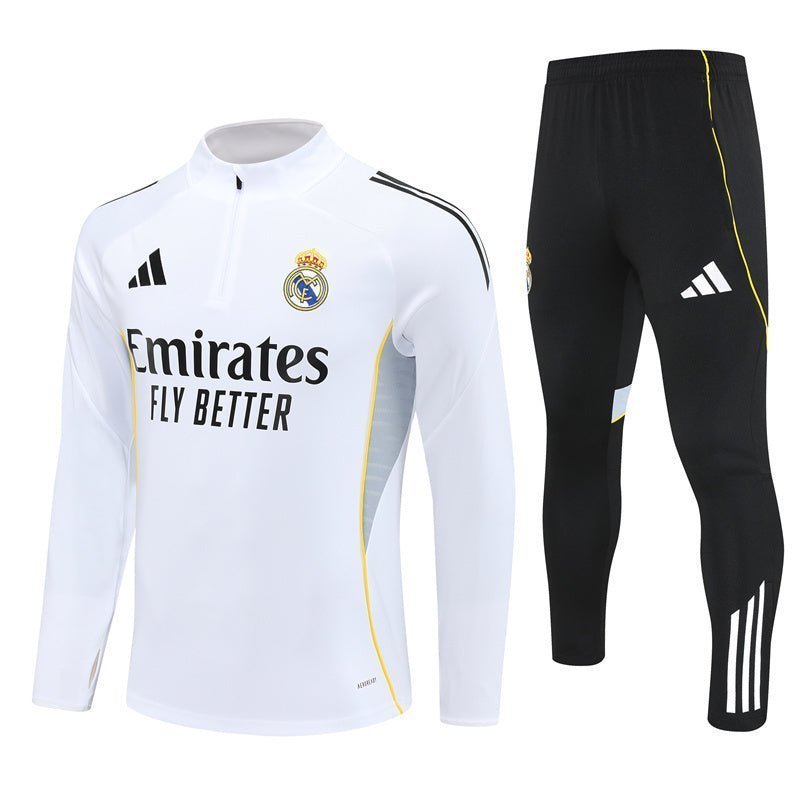 25/26 Real Madrid Home Kids Size Tracksuit from FootballPrestige.com - Premium Football Kits