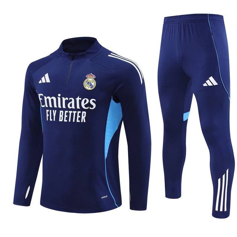 25/26 Real Madrid Training Blue Kids Size Tracksuit from FootballPrestige.com - Premium Football Kits