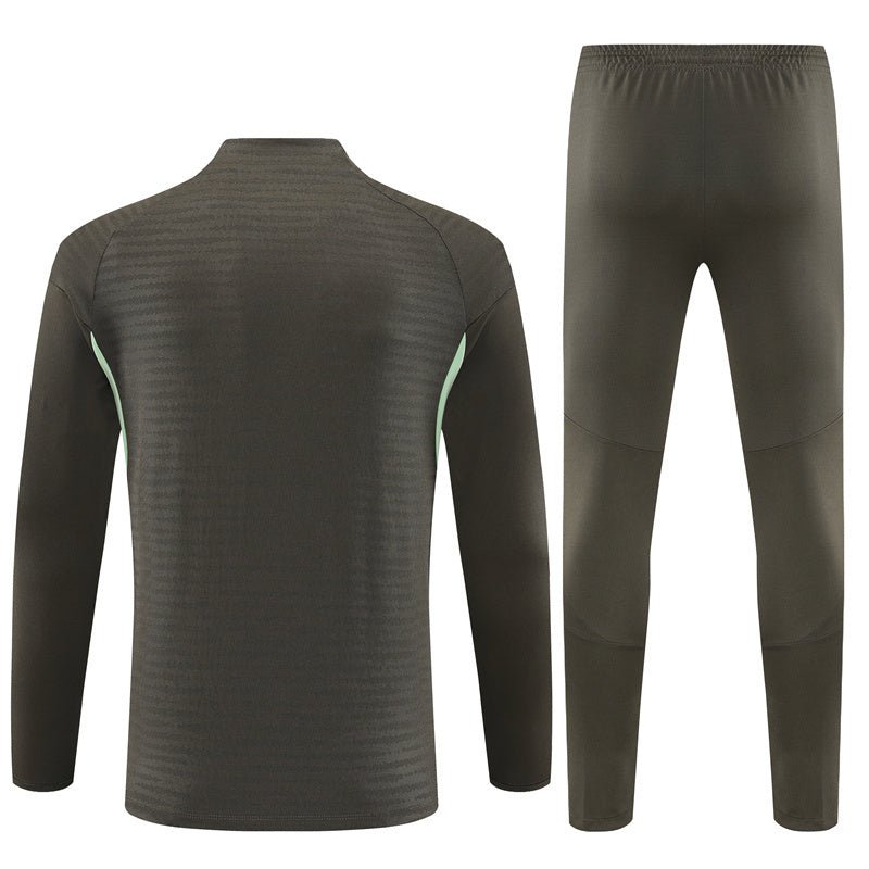 25/26 Real Madrid Training Dark Olive Kids Size Tracksuit from FootballPrestige.com - Premium Football Kits
