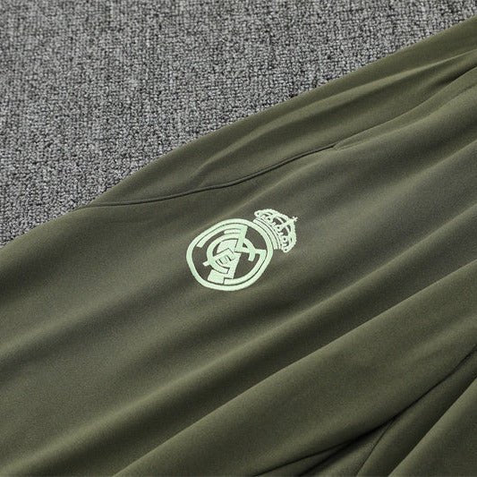 25/26 Real Madrid Training Dark Olive Kids Size Tracksuit from FootballPrestige.com - Premium Football Kits