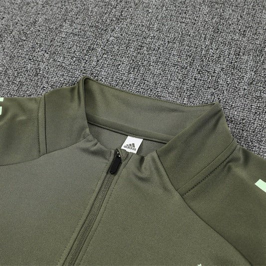 25/26 Real Madrid Training Dark Olive Kids Size Tracksuit from FootballPrestige.com - Premium Football Kits