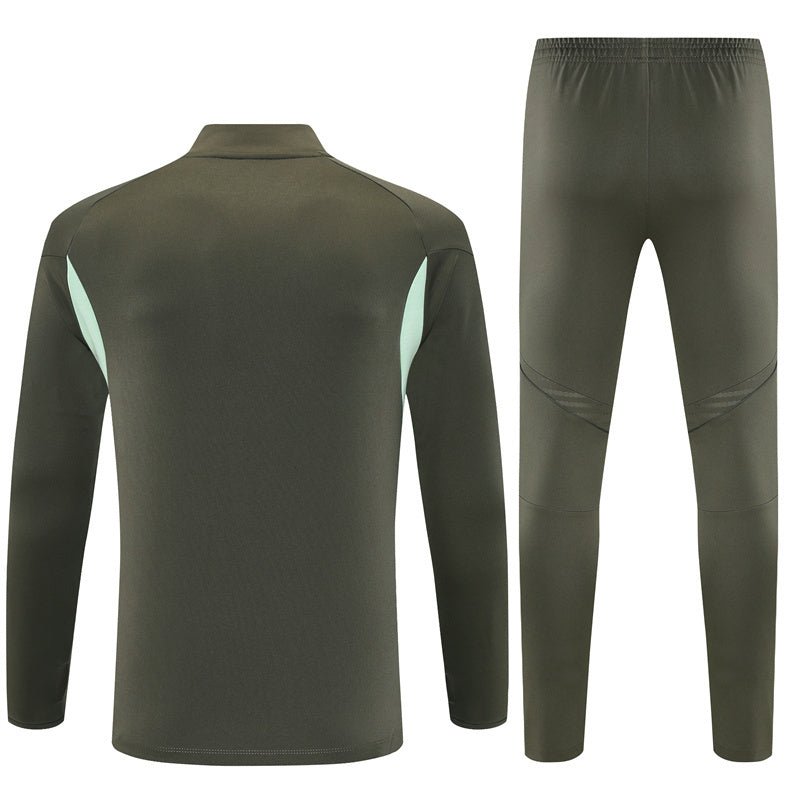 25/26 Real Madrid Training Dark Olive Kids Size Tracksuit from FootballPrestige.com - Premium Football Kits