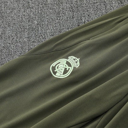 25/26 Real Madrid Training Dark Olive Tracksuit from FootballPrestige.com - Premium Football Kits