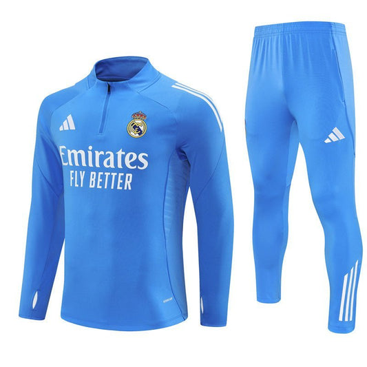 25/26 Real Madrid Training Light Blue Kids Size Tracksuit from FootballPrestige.com - Premium Football Kits