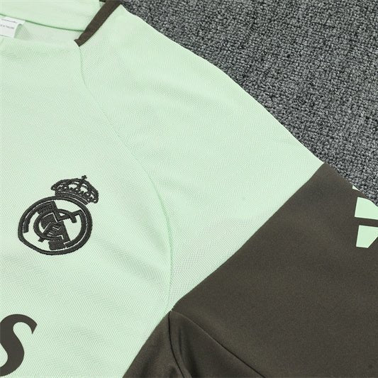 25/26 Real Madrid Training Lime Green Kids Size Tracksuit from FootballPrestige.com - Premium Football Kits