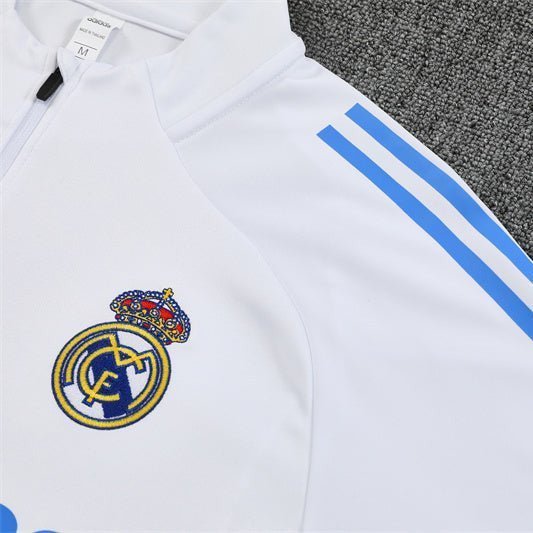25/26 Real Madrid Training White/Light Blue Kids Size Tracksuit from FootballPrestige.com - Premium Football Kits