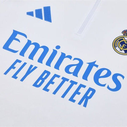 25/26 Real Madrid Training White/Light Blue Kids Size Tracksuit from FootballPrestige.com - Premium Football Kits