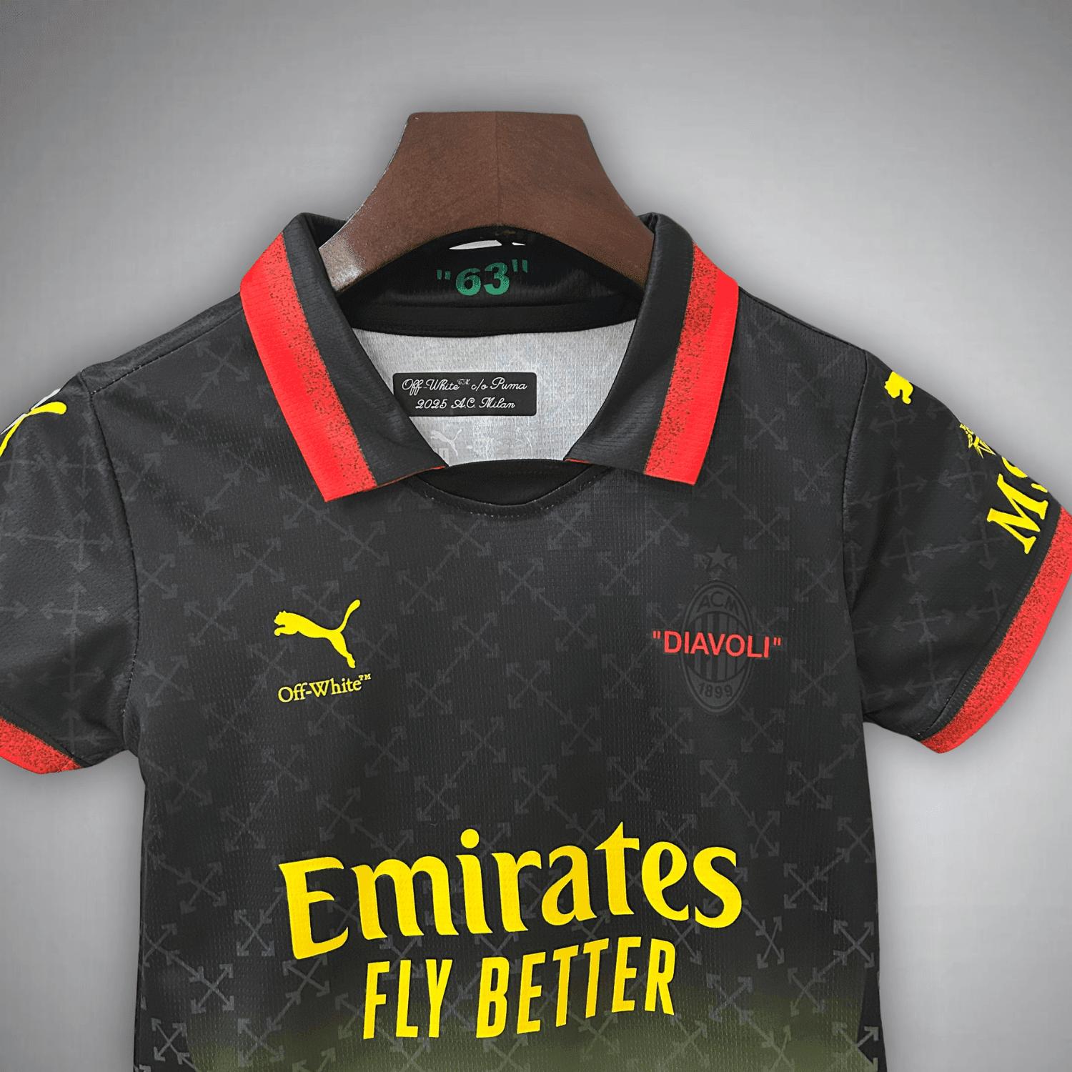 AC Milan x Off - White "Diavoli" Premium Kids Size Kit from FootballPrestige.com - Premium Football Kits