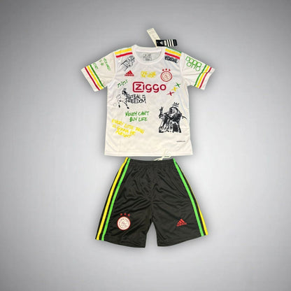 Ajax "Bob Marley" White Premium Kids Size Kit from FootballPrestige.com - Premium Football Kits
