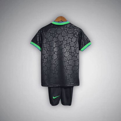 Brazil "Black Leopard" Premium Kids Size Kit from FootballPrestige.com - Premium Football Kits