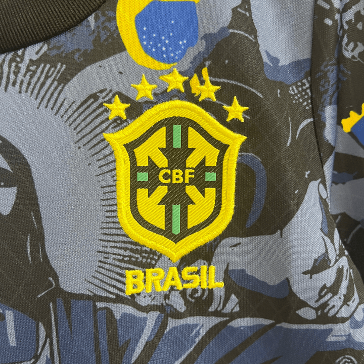 Brazil "Jesus" Premium Blue Kids Size Kit from FootballPrestige.com - Premium Football Kits