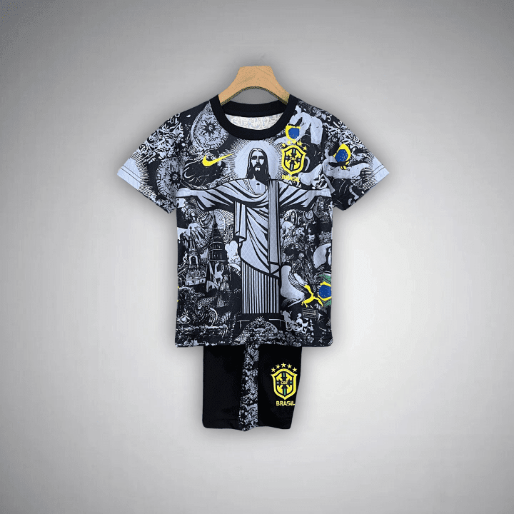 Brazil "Jesus" Premium Kids Size Kit from FootballPrestige.com - Premium Football Kits