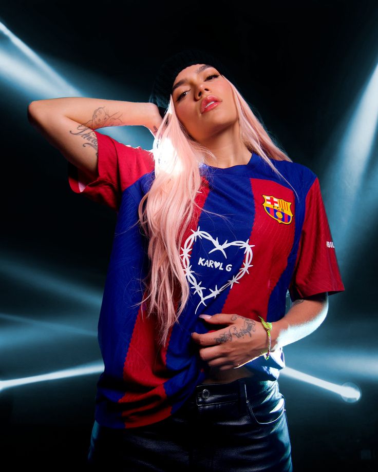 FC Barcelona x Karol G Limited Edition Home Kit from FootballPrestige.com - Premium Football Kits